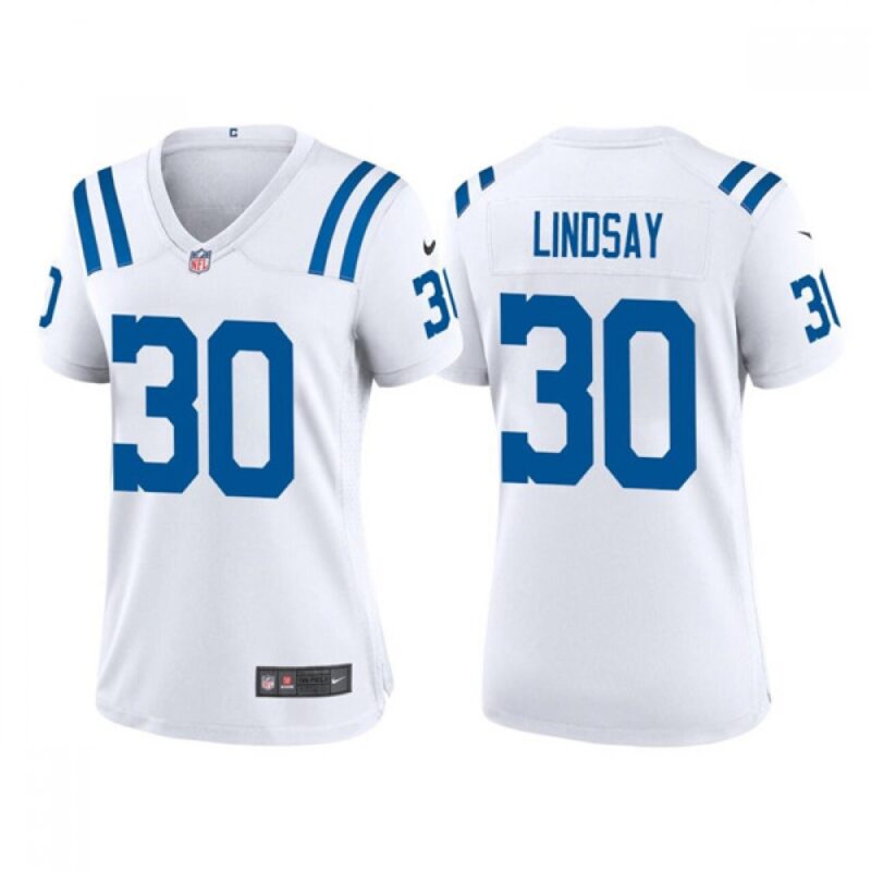 686266ab0adbd_1 Women's Indianapolis Colts #30 Phillip Lindsay White Stitched Jersey(Run Small)