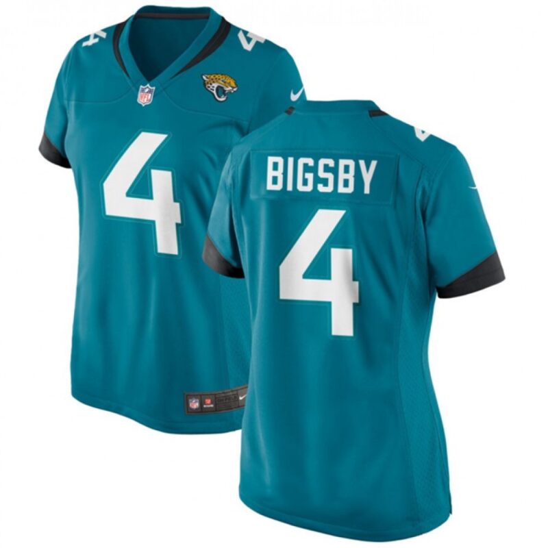 686266d749ff6_1 Women's Jacksonville Jaguars #4 Tank Bigsby Teal Stitched Jersey(Run Small)