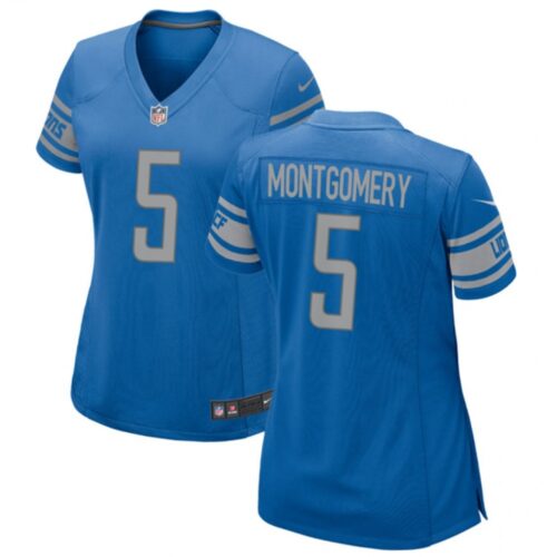 686267168fe70_1 Women's Detroit Lions #5 David Montgomery Blue Stitched Jersey(Run Smaller)
