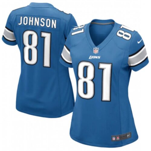 686267199d2bf_1 Women's Detroit Lions #81 Calvin Johnson Blue Vapor Limited Stitched Football Jersey(Run Smaller)