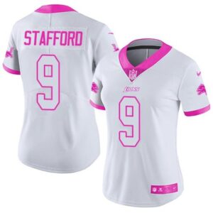 68626728d0c72_1 Lions #9 Matthew Stafford White/Pink Women's Stitched NFL Limited Rush Fashion Jersey