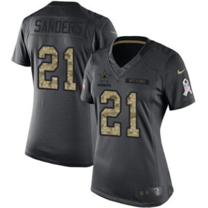 68626846e7fc4_1 Cowboys #21 Deion Sanders Black Women's Stitched NFL Limited 2016 Salute to Service Jersey