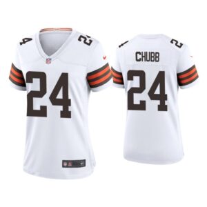 6862698214d40_1 Women's Cleveland Browns #24 Nick Chubb 2020 New White Stitched Jersey(Run Small)