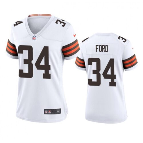 68626990f2f9f_1 Women's Cleveland Browns #34 Jerome Ford White Stitched Jersey(Run Small)