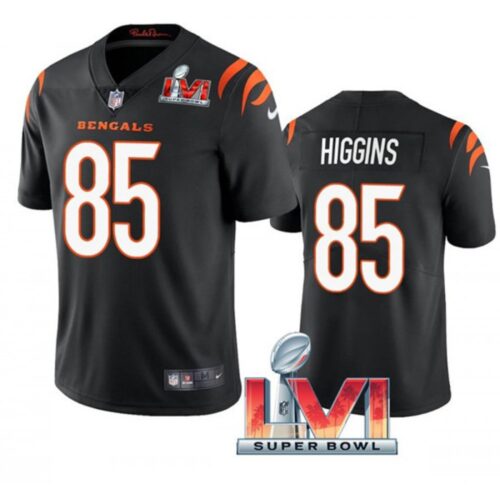 686269f33ef60_1 Women's Cincinnati Bengals #85 Tee Higgins 2022 Black Super Bowl LVI Vapor Limited Stitched Jersey(Run Small)