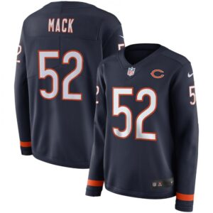 68626a07dc2df_1 Women's Chicago Bears #52 Khalil Mack Navy Therma Long Sleeve Stitched NFL Jersey