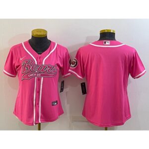 68626a456a8b0_1 Women's Chicago Bears Blank Pink With Patch Cool Base Stitched Baseball Jersey(Run Small)