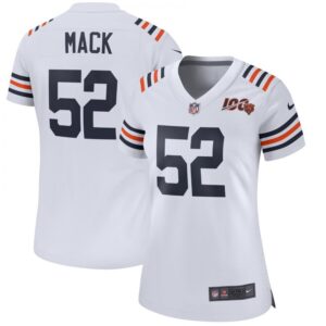 68626a66a3050_1 Women's Chicago Bears #52 Khalil Mack White 2019 100th Season Limited Stitched NFL Jersey