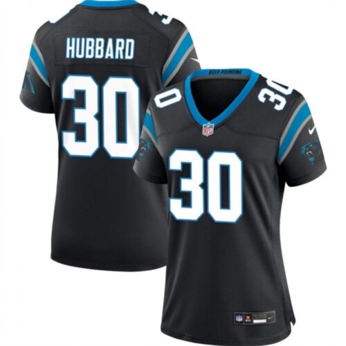 68626a7606af1_1 Women's Carolina Panthers #30 Chuba Hubbard Black Stitched Jersey(Run Small)