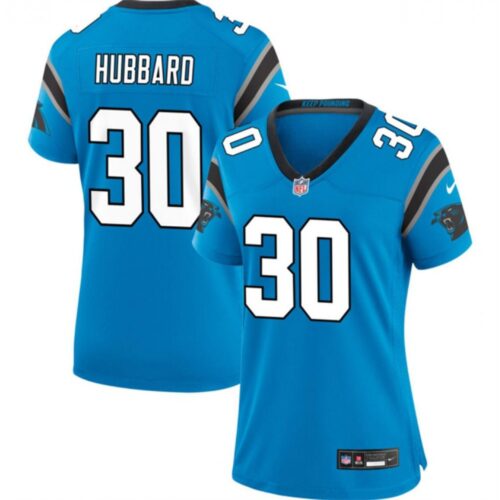 68626a9559de5_1 Women's Carolina Panthers #30 Chuba Hubbard Blue Stitched Jersey(Run Small)