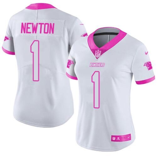 68626ab4b2721_1 Panthers #1 Cam Newton White/Pink Women's Stitched NFL Limited Rush Fashion Jersey