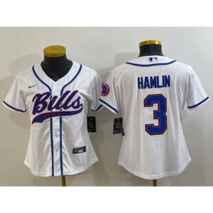 68626b08a423f_1 Women's Buffalo Bills #3 Damar Hamlin White With Patch Cool Base Stitched Baseball Jersey(Run Small)