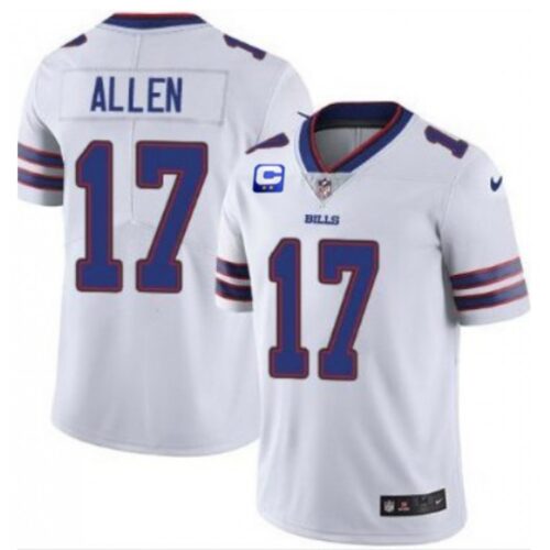 68626b159144c_1 Women's Buffalo Bills #17 Josh Allen White With C Patch Stitched Jersey(Run Small)