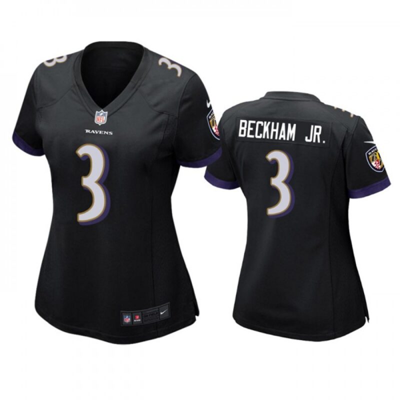 68626b3c6e2ad_1 Women's Baltimore Ravens #3 Odell Beckham Jr. Black Football Jersey(Run Small)