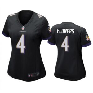 68626b3f5cc28_1 Women's Baltimore Ravens #4 Zay Flowers Black Football Jersey(Run Small)
