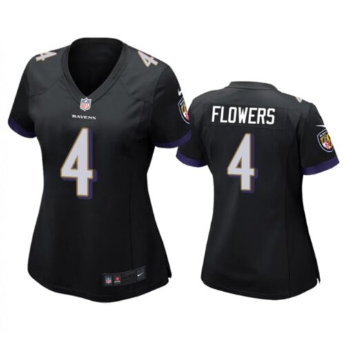 68626b3f5cc28_1 Women's Baltimore Ravens #4 Zay Flowers Black Football Jersey(Run Small)