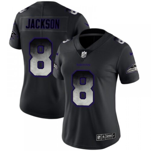 68626b5c777e0_1 Women's Baltimore Ravens #8 Lamar Jackson Black 2019 Smoke Fashion Limited Stitched NFL Jersey(Run Small)
