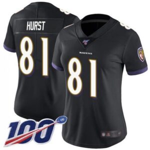 68626b5f8ef58_1 Women's Baltimore Ravens #81 Hayden Hurst Black 2019 100th Season Vapor Untouchable Limited NFL Jersey