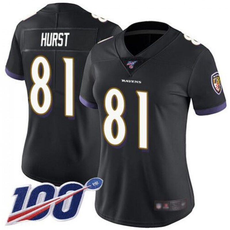 68626b5f8ef58_1 Women's Baltimore Ravens #81 Hayden Hurst Black 2019 100th Season Vapor Untouchable Limited NFL Jersey
