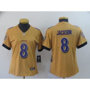 68626b695d45d_1 Women's Baltimore Ravens #8 Lamar Jackson Gold Inverted Legend Stitched NFL Jersey(Run Small)