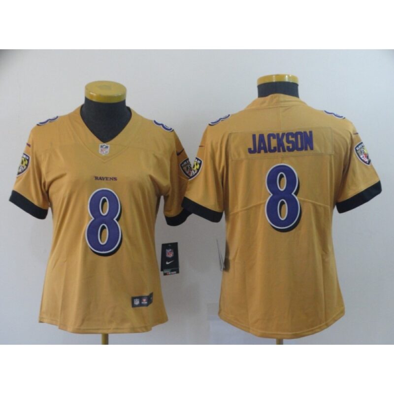 68626b695d45d_1 Women's Baltimore Ravens #8 Lamar Jackson Gold Inverted Legend Stitched NFL Jersey(Run Small)