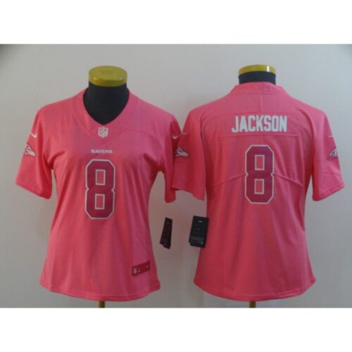 68626b75bb9c9_1 Women's Baltimore Ravens #8 Lamar Jackson Pink Vapor Untouchable Limited NFL Jersey