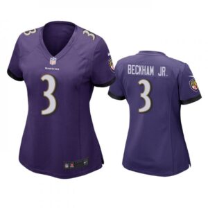 68626b791d78f_1 Women's Baltimore Ravens #3 Odell Beckham Jr. Purple Football Jersey(Run Small)