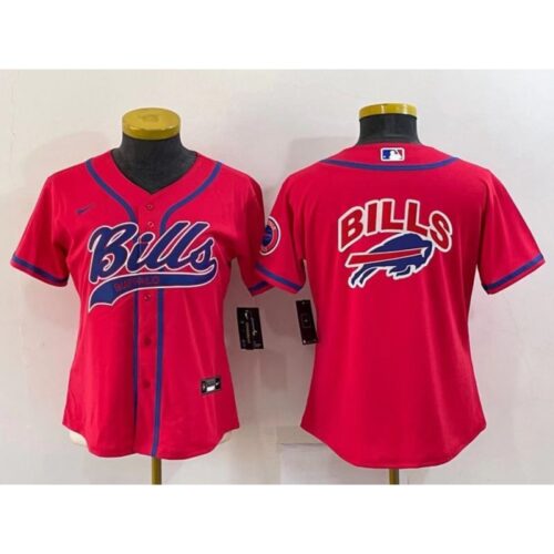 68626bf55c9b6_1 Women's Buffalo Bills Red Team Big Logo With Patch Cool Base Stitched Baseball Jersey(Run Small)