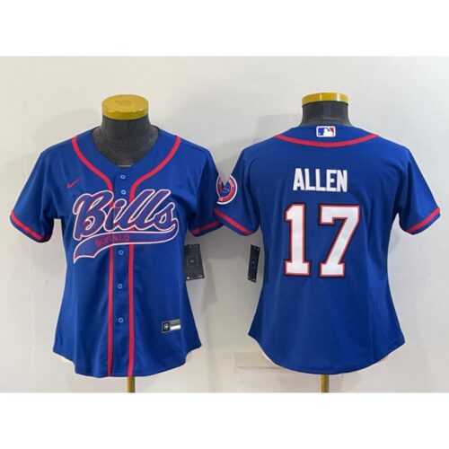 68626c125f402_1 Women's Buffalo Bills #17 Josh Allen Royal With Patch Cool Base Stitched Baseball Jersey(Run Small)