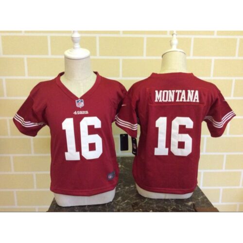 68626d1755916_1 Toddler San Francisco 49ers #16 Joe Montana Red Stitched NFL Jersey