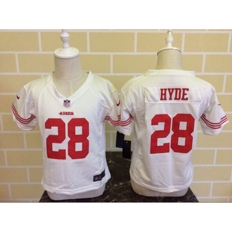 68626d32f28fd_1 Toddler San Francisco 49ers #28 Carlos Hyde White Stitched NFL Jersey
