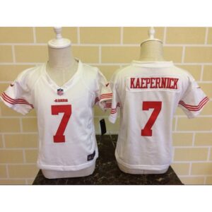 68626d36065fa_1 Toddler San Francisco 49ers #7 Colin Kaepernick White Stitched NFL Jersey