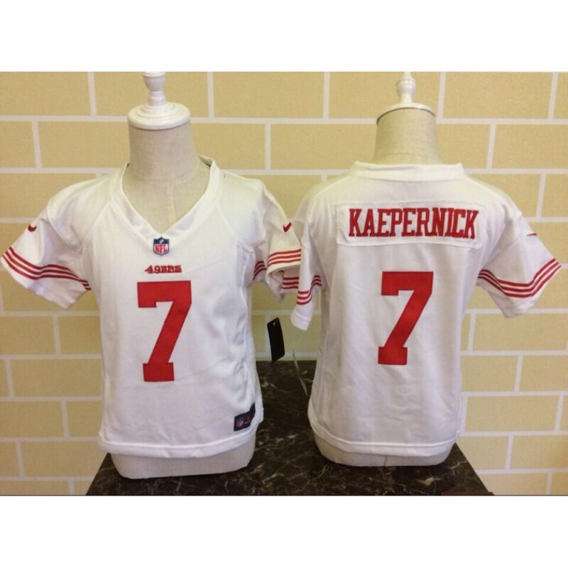 68626d36065fa_1 Toddler San Francisco 49ers #7 Colin Kaepernick White Stitched NFL Jersey