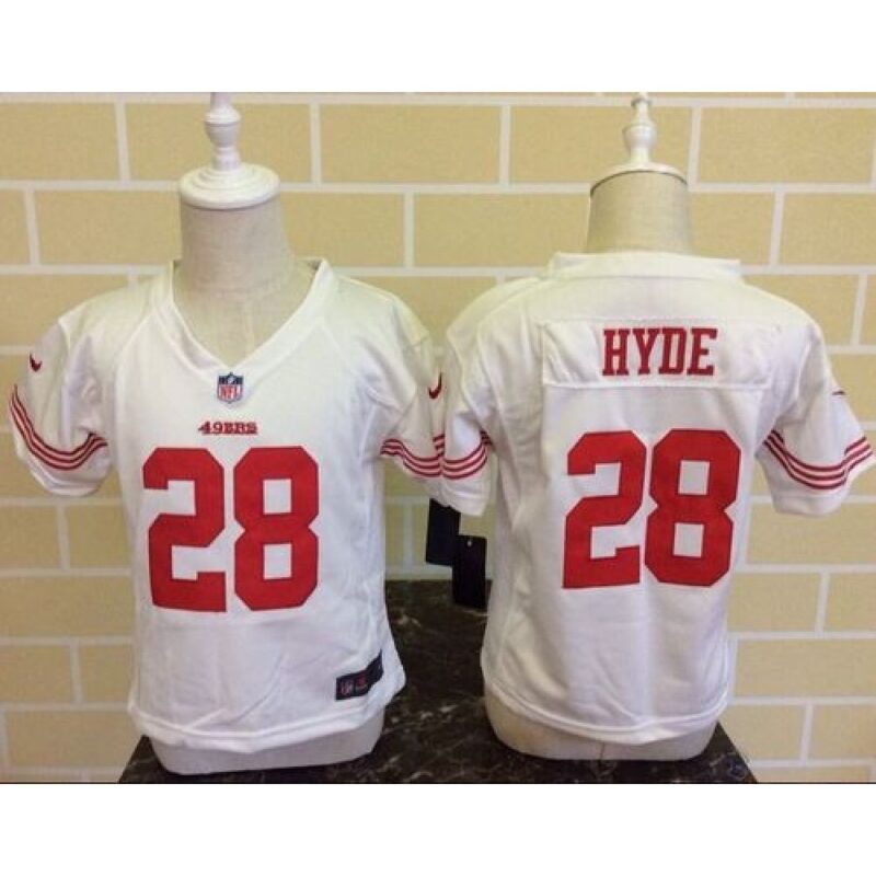 68626d391337a_1 Toddler 49ers #28 Carlos Hyde White Stitched NFL Elite Jersey