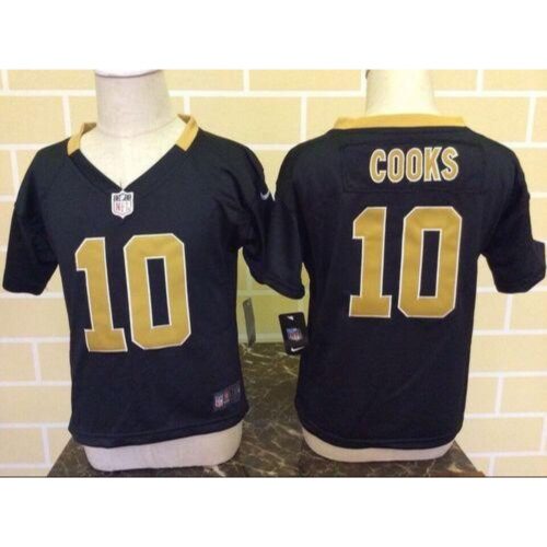 68626e6e0265a_1 Toddler Saints #10 Brandin Cooks Black Team Color Stitched NFL Elite Jersey