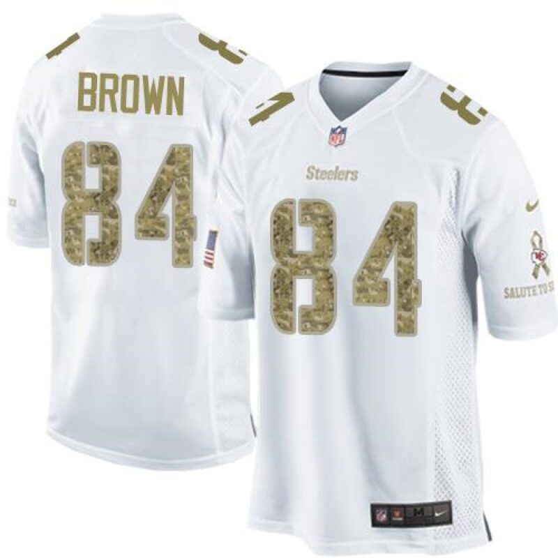 68626f7b08c0b_1 Steelers #84 Antonio Brown White Men's Stitched NFL Limited Salute to Service Jersey