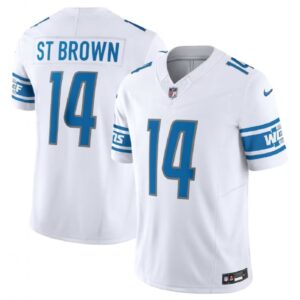 6862704870168_1 Men's Detroit Lions #14 Amon-Ra St. Brown White 2023 F.U.S.E. Vapor Untouchable Limited Stitched Jersey