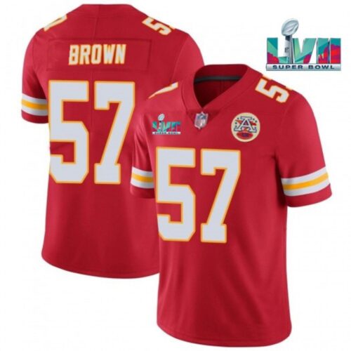 6862709491d7d_1 Men's Kansas City Chiefs #57 Orlando Brown Red Super Bowl LVII Patch Vapor Untouchable Limited Stitched Jersey
