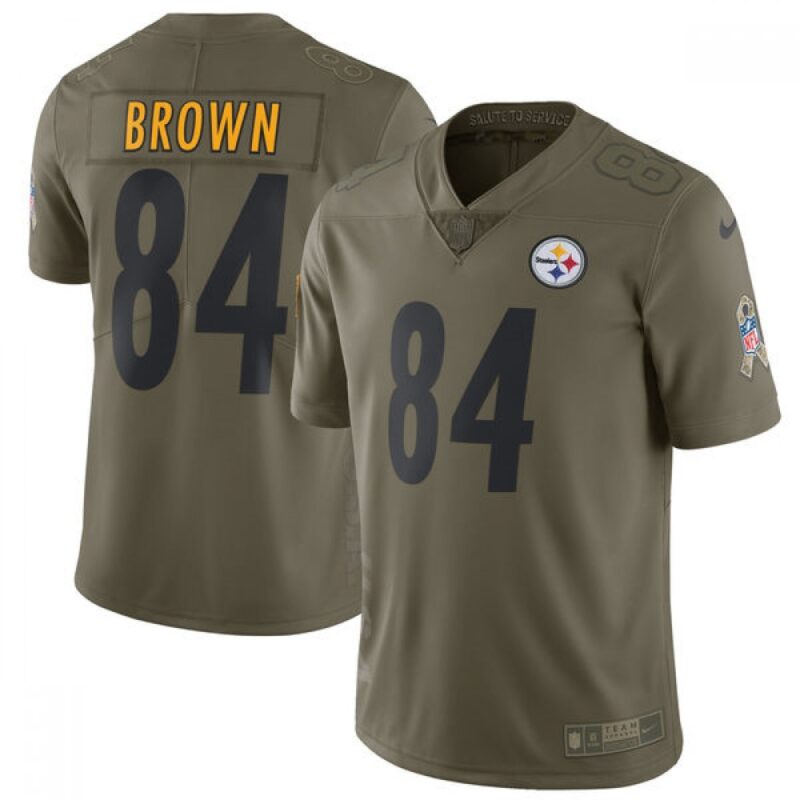 686271067894b_1 Men's Pittsburgh Steelers #84 Antonio Brown Olive Salute To Service Limited Stitched NFL Jersey