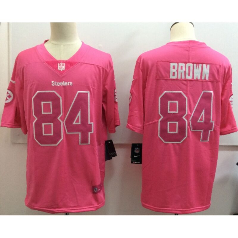 6862711063dda_1 Men's Steelers #84 Antonio Brown Pink Limited Rush Stitched NFL Jersey