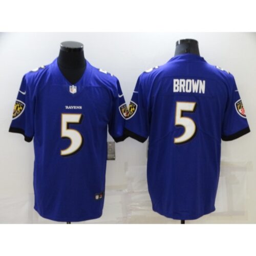 68627121d9800_1 Men's Baltimore Ravens #5 Marquise Brown Purple Stitched Football Jersey