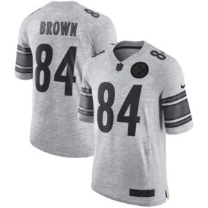 6862724aa59f9_1 Steelers #84 Antonio Brown Gray Men's Stitched NFL Limited Gridiron Gray II Jersey