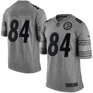 6862724e36e9c_1 Steelers #84 Antonio Brown Gray Men's Stitched NFL Limited Gridiron Gray Jersey