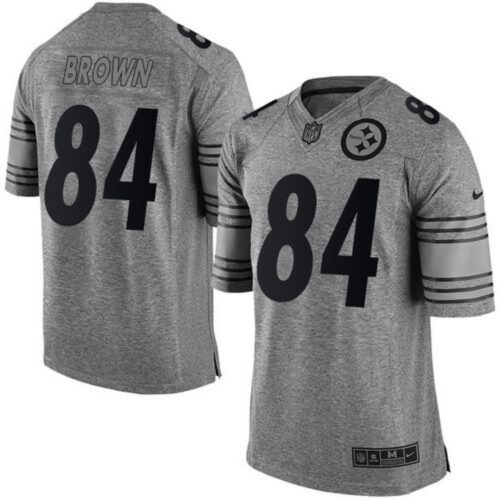 6862724e36e9c_1 Steelers #84 Antonio Brown Gray Men's Stitched NFL Limited Gridiron Gray Jersey