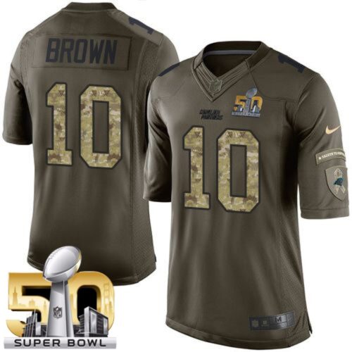 6862725b70203_1 Panthers #10 Corey Brown Green Super Bowl 50 Men's Stitched NFL Limited Salute to Service Jersey