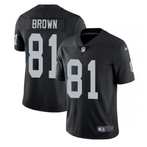 6862733b51f8b_1 Youth Las Vegas Raiders #81 Tim Brown Black Vapor Untouchable Limited Stitched Jersey