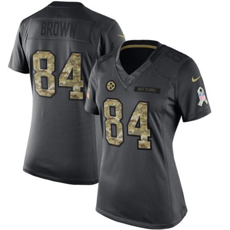 686273bac3017_1 Steelers #84 Antonio Brown Black Women's Stitched NFL Limited 2016 Salute to Service Jersey