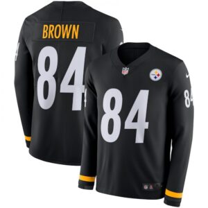 686273be738aa_1 Men's Pittsburgh Steelers #84 Antonio Brown Black Therma Long Sleeve Stitched NFL Jersey