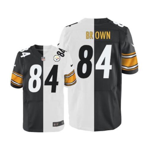 686273c5a0ee6_1 Steelers #84 Antonio Brown White/Black Men's Stitched NFL Elite Split Jersey