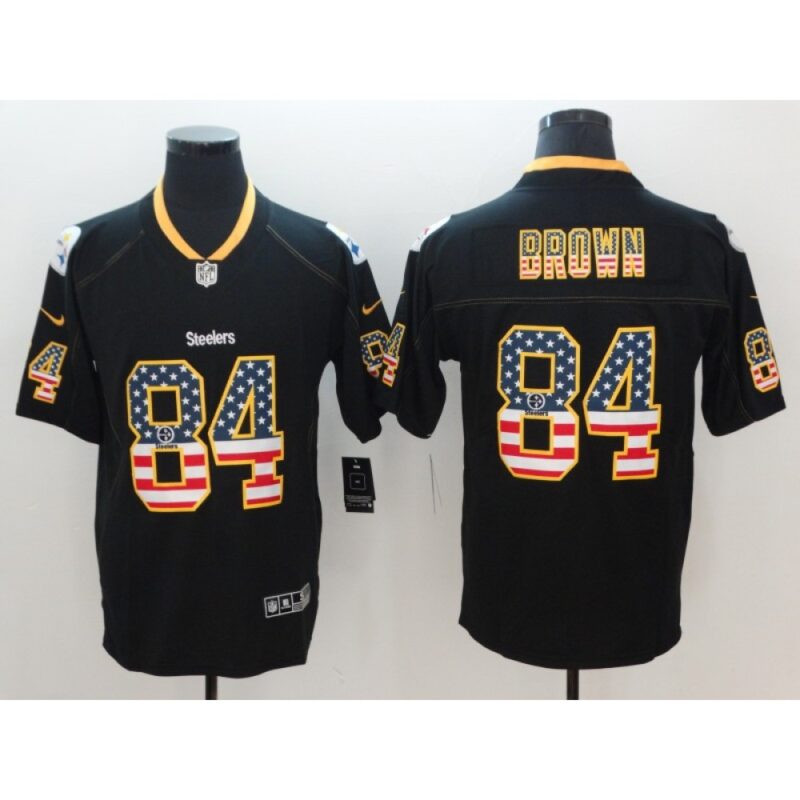 686273cc60bdd_1 Men's Pittsburgh Steelers #84 Antonio Brown Black 2018 USA Flag Color Rush Limited Fashion NFL Stitched Jersey